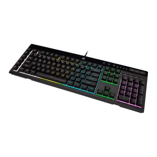 Corsair K55 RGB PRO Membrane Gaming Keyboard, USB, 5-Zone RGB, 12-Key Rollover, Anti-Ghosting, 6 Macros, IP42-2