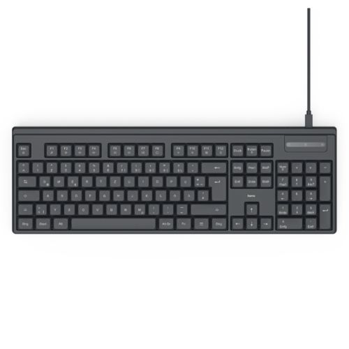 Hama CK-100 Wired USB Multimedia Keyboard, AI Assistant, Quiet Keys, Detachable Cable, Black-0