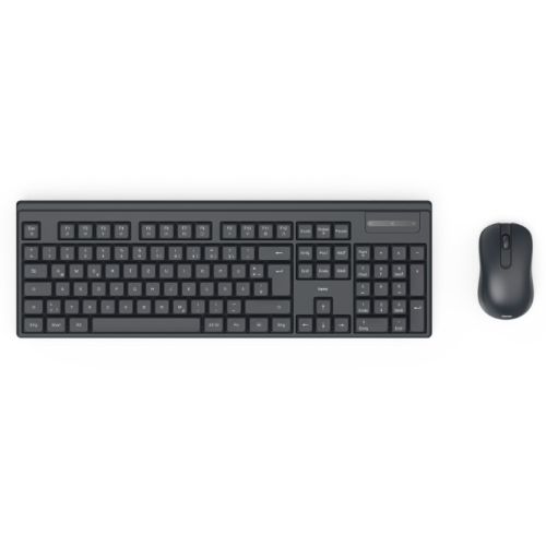 Hama WKM-100 Wireless Keyboard and Mouse Desktop Kit, Multimedia, Ambidextrous 1200 DPI Mouse, Black-0