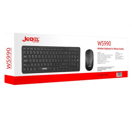 Jedel WS990 Wireless Multimedia Keyboard & Optical Mouse Desktop Kit, Black-1