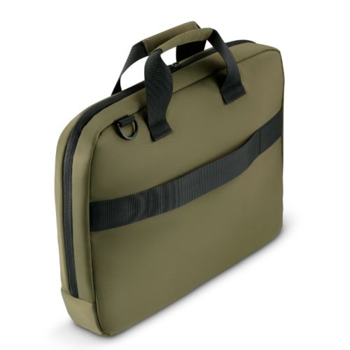 Hama Ultra Lightweight Laptop Bag, Up to 14.1", Padded Compartment, Front Pocket, Trolley Strap, Water-Repellent, Eco-Friendly, Olive Green-1