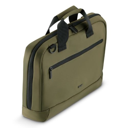 Hama Ultra Lightweight Laptop Bag, Up to 14.1", Padded Compartment, Front Pocket, Trolley Strap, Water-Repellent, Eco-Friendly, Olive Green-3