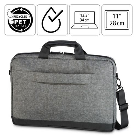 Hama Terra Laptop Bag, Up to 13.3", Padded Compartment, Spacious Front Pocket, Tablet Pocket, Trolley Strap, Grey-2