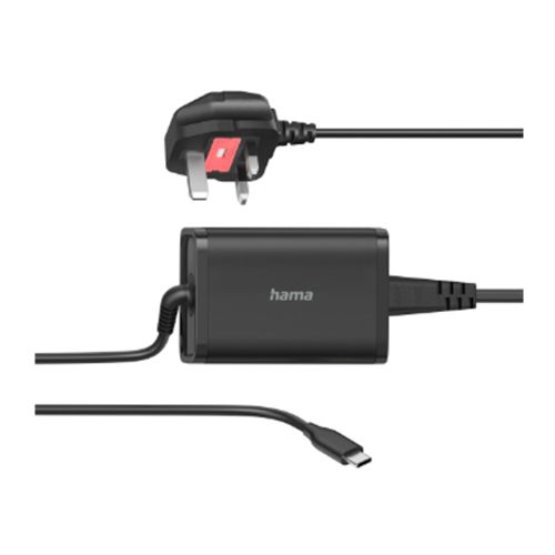 Hama Universal USB-C Notebook PSU, Power Delivery (PD), 5-20V/65W, Auto Select, Hook & Cable Tie-0