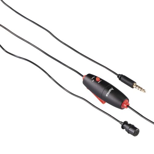 Hama Smart Lavalier Clip-On Microphone, 3.5mm Jack, On/Off Switch, 6 Metre Cable, Bag-1