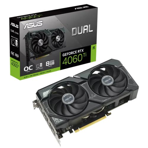 Asus DUAL RTX4060 Ti SSD OC, 8GB DDR6, HDMI, 3 DP, 2595MHz Clock, Overclocked, M.2 SSD Slot-5