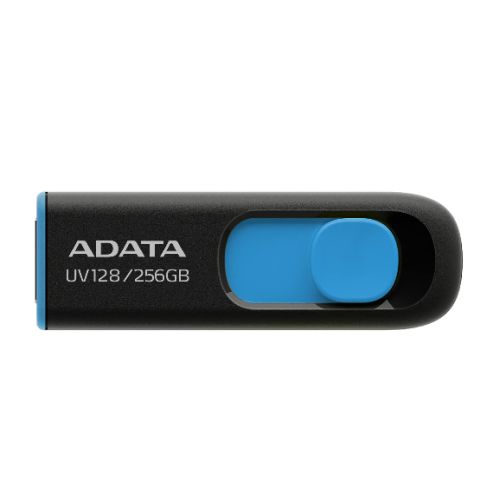 ADATA 256GB UV128 USB 3.0 Memory Pen, Retractable, Capless, Black & Blue-0