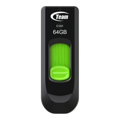 Team 64GB C141 Green USB 2.0 Memory Pen, Retractable Design, Ultra-thin 9.5mm-0