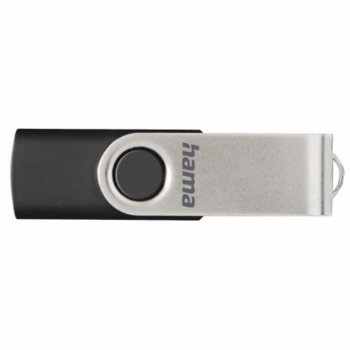 Hama Rotate 128GB USB 2.0 Memory Pen, Rotating Cap, Keyring, Black/Silver-2