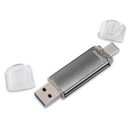 Hama Laeta Twin 128GB USB 2.0/Micro USB Memory Pen, OTG, Aluminium Casing, Grey-0