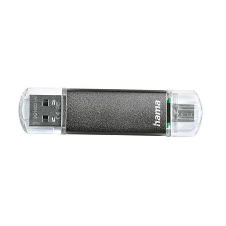 Hama Laeta Twin 128GB USB 2.0/Micro USB Memory Pen, OTG, Aluminium Casing, Grey-1