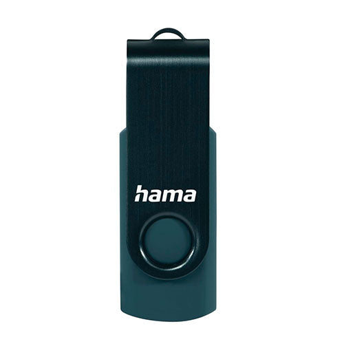 Hama Rotate 128GB USB 3.0 Memory Pen, Rotating Cap, Keyring, Petrol Blue-2