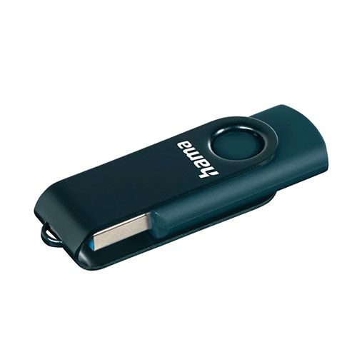 Hama Rotate 128GB USB 3.0 Memory Pen, Rotating Cap, Keyring, Petrol Blue-3