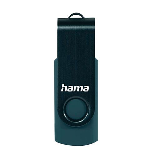 Hama Rotate 128GB USB 3.0 Memory Pen, Rotating Cap, Keyring, Petrol Blue-4