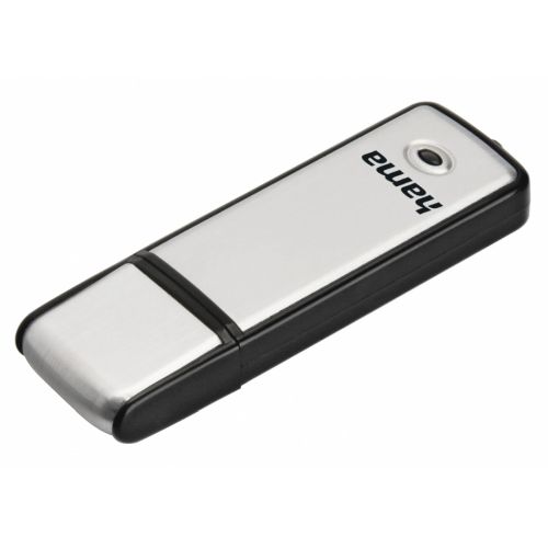 Hama Fancy 16GB USB 2.0 Memory Pen, Brushed Aluminium, Cap, Keyring, Black/Silver-0