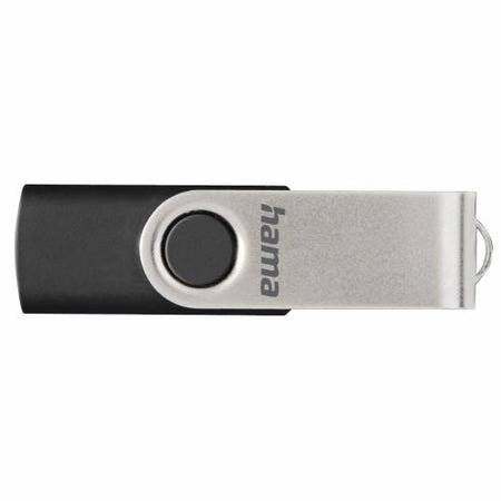 Hama Rotate 16GB USB 2.0 Memory Pen, Rotating Cap, Keyring, Black/Silver-2