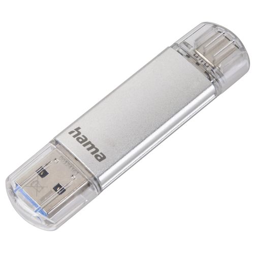 Hama C-Laeta 256GB USB-A & USB-C Memory Pen, Metal Casing, OTG, 70MB/s, Silver-1