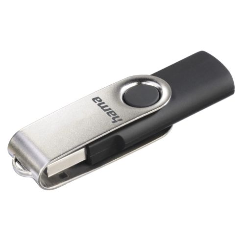 Hama Rotate 8GB USB 2.0 Memory Pen, Rotating Cap, Keyring, Black/Silver-1