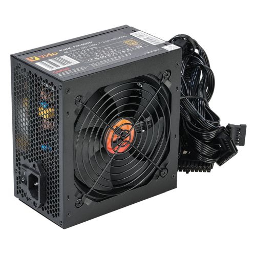 Vida 500W ATX PSU, 80+ Bronze, Fluid Dynamic Ultra-Quiet Fan, PCIe, Flat Black Cables, Power Lead Not Included, Black-0