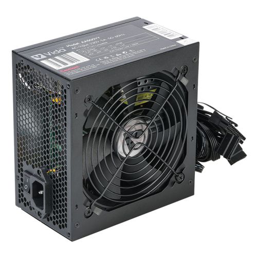 Vida Lite 500W ATX PSU, Fluid Dynamic Ultra-Quiet Fan, Flat Black Cables, Power Lead Not Included, Black-0