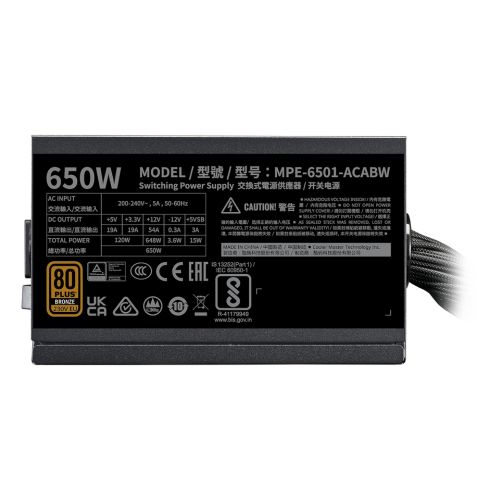 Cooler Master 650W MWE Bronze V3 230V ATX 3.1 PSU, Fully Wired, HDB Bearing Fan, 80+ Bronze-3