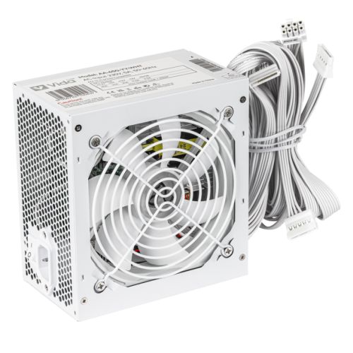 Vida Lite 650W ATX PSU, Fluid Dynamic Ultra-Quiet Fan, PCIe, Flat White Cables, Power Lead Not Included, White-0