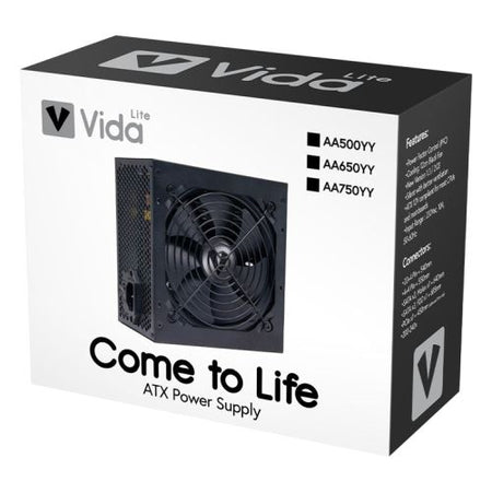 Vida Lite 650W ATX PSU, Fluid Dynamic Ultra-Quiet Fan, PCIe, Flat Black Cables, Power Lead Not Included, Black-4