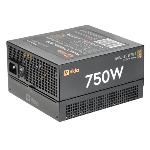 Vida 750W Heracles Black ATX Gaming PSU, 80+ Bronze, 14cm Ultra-Quiet FDM Fan, Flat Black Cables, Power Lead Not Included-0