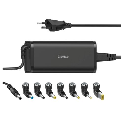 Hama Universal 90W EU Travel Notebook PSU, 15-19V, 8 Adapters, Hook & Cable Tie, *Euro Plug*-0