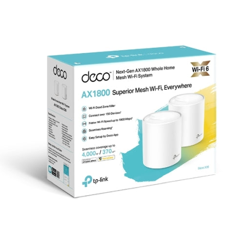 TP-LINK (DECO X20) Whole Home Mesh Wi-Fi 6 System, 2 Pack, Dual Band AX1800, OFDMA & MU-MIMO-2