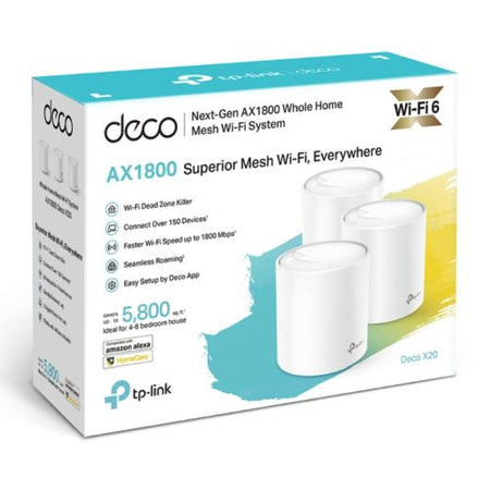 TP-LINK (DECO X20) Whole Home Mesh Wi-Fi 6 System, 3 Pack, Dual Band AX1800, OFDMA & MU-MIMO-2