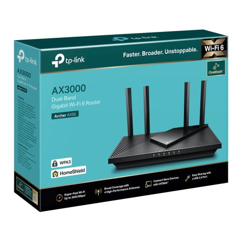 TP-LINK (Archer AX55) AX3000 (574+2402) Wireless Dual Band Wi-Fi 6 Router, OFDMA, MU-MIMO, USB 3.0, OneMesh Support-2