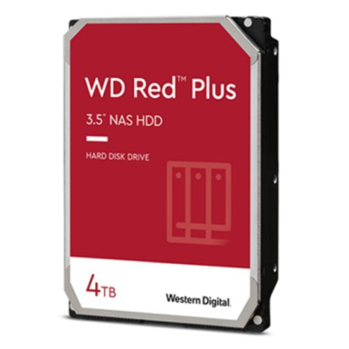 WD 3.5", 4TB, SATA3, Red Plus NAS Hard Drive, 5400RPM, 256MB Cache, OEM-0