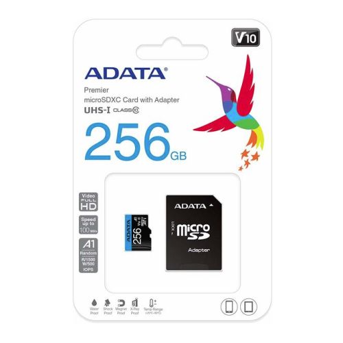 ADATA 256GB Premier Micro SDXC Card with SD Adapter, UHS-I Class 10, A1 App Performance, 85MB/s-2