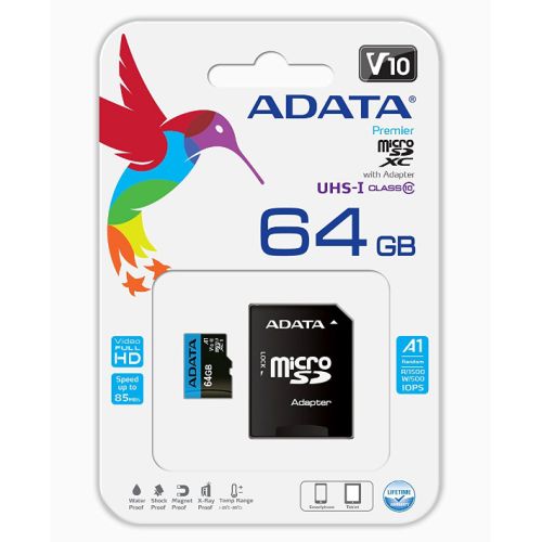 ADATA 64GB Premier Micro SDXC Card with SD Adapter, UHS-I Class 10, A1 App Performance, 85MB/s-3