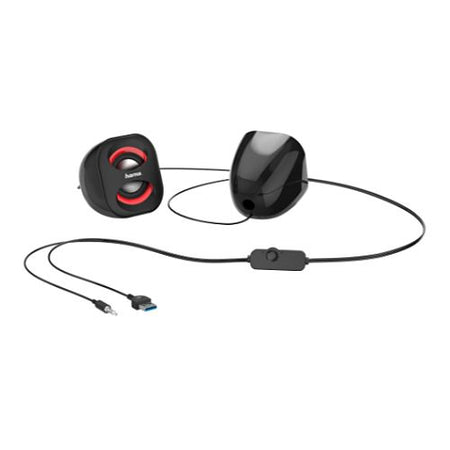 Hama Sonic Mobil 183 2.0 Notebook Speakers, 3.5 mm Jack, USB-A for Power, Inline Volume Controls-1