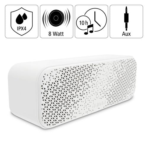 Hama PowerBrick 2.0 Bluetooth/3.5mm Jack 8W Portable Loudspeaker, 2500mAh Battery, IPX4 Waterproof, Carabiner, White-4