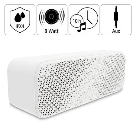 Hama PowerBrick 2.0 Bluetooth/3.5mm Jack 8W Portable Loudspeaker, 2500mAh Battery, IPX4 Waterproof, Carabiner, White-4