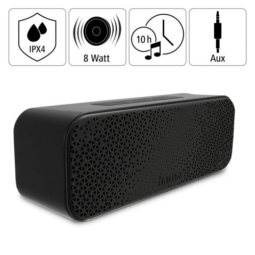 Hama PowerBrick 2.0 Bluetooth/3.5mm Jack 8W Portable Loudspeaker, 2500mAh Battery, IPX4 Waterproof, Carabiner, Black-5