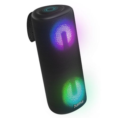 Hama Pipe 3.0 Bluetooth/3.5mm Jack 24W Portable Loudspeaker, Microphone, 2000mAh Battery, IPX5 Waterproof, LED Lighting, Equaliser, Black-0