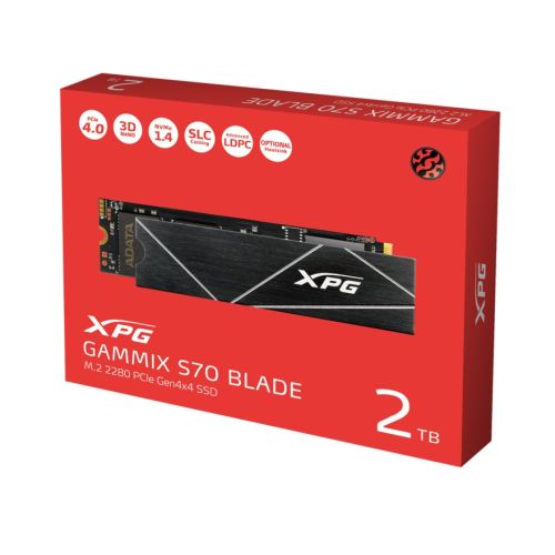 ADATA 2TB XPG GAMMIX S70 Blade M.2 NVMe SSD, M.2 2280, PCIe 4.0, 3D NAND, R/W 7400/6700 MB/s, 750K/750K IOPS-1