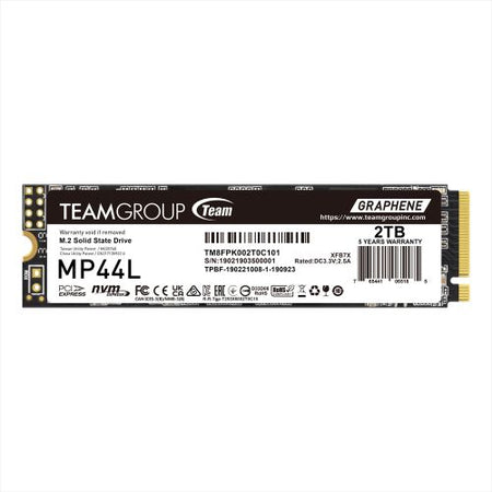 Team 2TB MP44L M.2 NVMe Gen4 SSD, M.2 2280, PCIe4, R/W 4800/4400 MB/s, Heat Dissipating Graphene Label-0