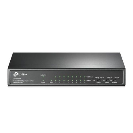 TP-LINK (TL-SF1009P) 9-Port 10/100 Unmanaged Desktop Switch, 8 Port PoE+, Steel Case-1