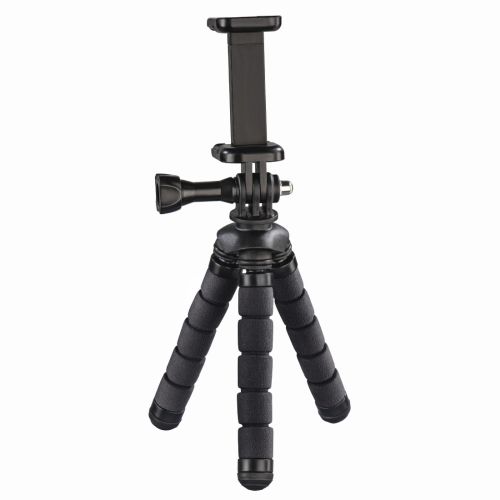 Hama (Flex) Phone/GoPro Mini-Tripod, 14cm Max Height, 360° Bendable Legs, Adjustable Centre Column-0