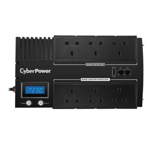 CyberPower BRICs 1000VA Line Interactive UPS, 600W, LCD Display, 6x UK Plug, AVR Energy Saving, Wall Mountable-1