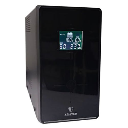 Armour 1000VA UPS, 600W, LCD Display, 3x UK Plug, 2x RJ45, 3x IEC, USB-0