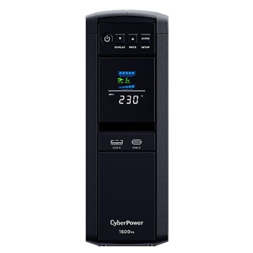 CyberPower PFC Sinewave 1600VA Line Interactive Tower UPS, 1000W, LCD Display, 2x UK Plug, 4x IEC, AVR Energy Saving-2