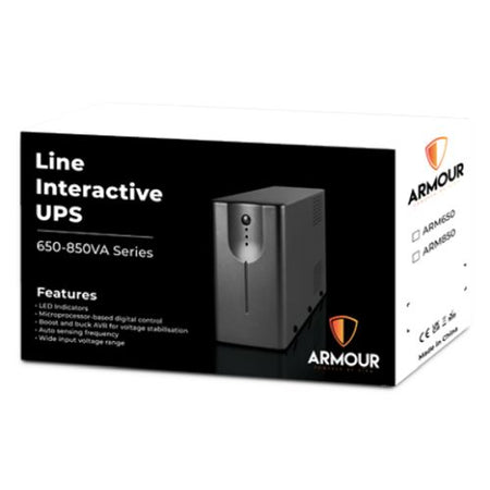 Armour 650VA UPS, 390W, LED Indicators, 2x UK Plug, 2x RJ45, USB-4