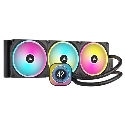 Corsair H170i iCUE LINK LCD 420mm RGB Liquid CPU Cooler, QX140 RGB Fans, Personalised LCD Screen, iCUE LINK Hub Included, Black-0