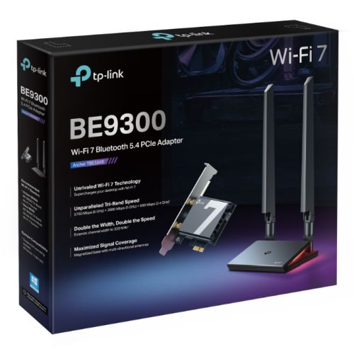 TP-Link (Archer TBE550E) BE9300 Wi-Fi 7 Tri-Band PCI Express Adapter, Bluetooth 5.4, WPA3, External Base/Antennas-3